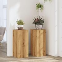 Plantenstandaards 2 st 30x30x70 cm hout artisanaal eiken - thumbnail
