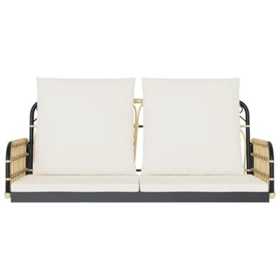 Schommelbank met kussens 105x58x38 cm poly rattan en staal Schommelbank met kussens 105x58x38 cm poly rattan en staal