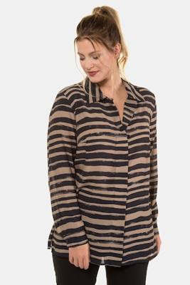 Ulla Popken Blouse, overhemdkraag, blinde knopenlijst - Grote Maten Ulla Popken Blouse, overhemdkraag, blinde knopenlijst - Grote Maten