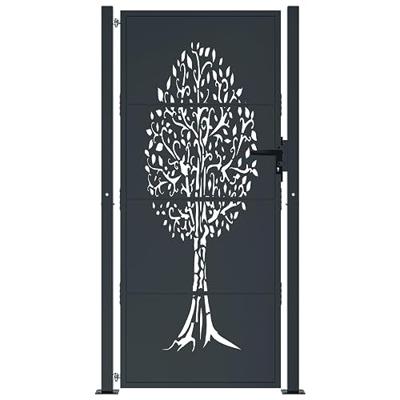 VidaXL Poort 105x180 cm met boomontwerp staal antracietkleurig