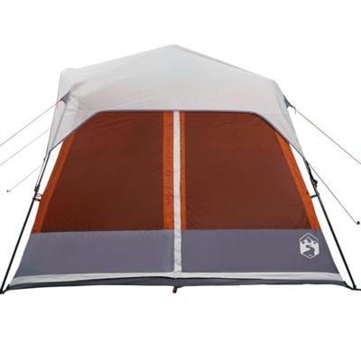 VidaXL Tent 9-persoons waterdicht met led lichtgrijs en oranje