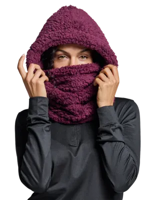Poederbaas Balaclava Dames Fluffy Bordeaux