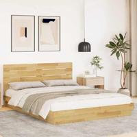 Bedframe hoofdeinde zonder matras 135x190 cm massief hout eiken - thumbnail