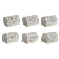 Doos-Juwelenkistje DKD Home Decor Wit Gouden Aluminium Mangohout 7,5 x 5,3 x 5,3 cm (6 Stuks) - thumbnail