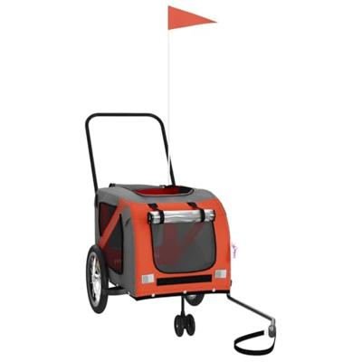 Fietskar voor huisdieren, oranje en grijs Oxford-stof en ijzer