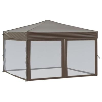 VidaXL Partytent inklapbaar met zijwanden 3x3 m taupe - thumbnail