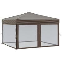 Partytent inklapbaar met zijwanden 3x3 m taupe - thumbnail