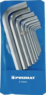 Promat/Tecwerk Haakse schroevendraaierset | 10-delig kunststof etui | SW 2-14 mm | kort S2-staal - 4000825100