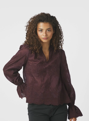 Neo Noir Blouse Amara Big Embroidery | Burgundy Neo Noir Blouse Amara Big Embroidery | Burgundy