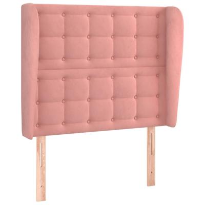 Hoofdbord met randen 103x23x118/128 cm fluweel roze