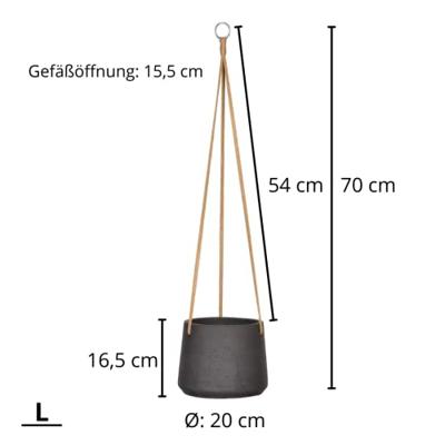 Rough Eco-line hangende bloempot L 20x17 cm Patt zwart