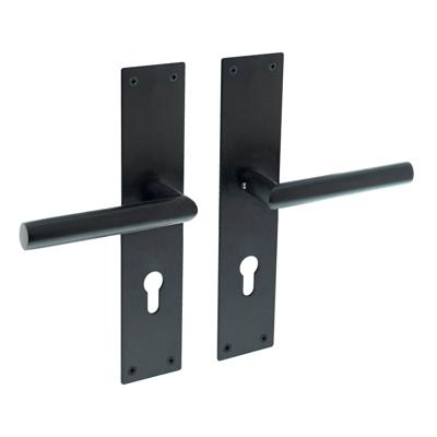 Intersteel Deurklink jura met schild 250x55x2mm profielcilindergat 72mm zwart