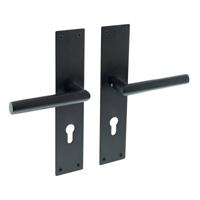 Intersteel Deurklink jura met schild 250x55x2mm profielcilindergat 72mm zwart - thumbnail