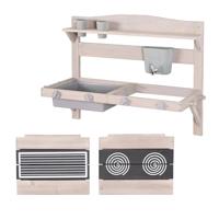 roba Houten speelgoed keuken om op te hangen (85x35x65, Grijs) - thumbnail