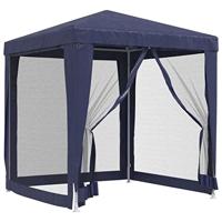 Partytent met 4 mesh zijwanden 2x2 m HDPE blauw - thumbnail