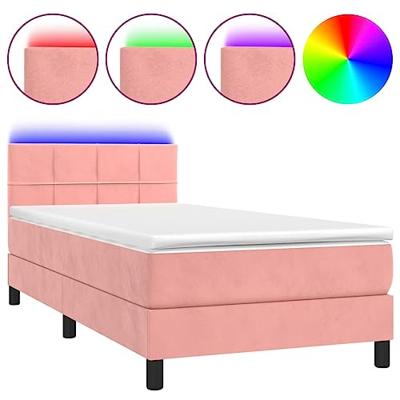 Boxspring met matras en LED fluweel roze 90x190 cm