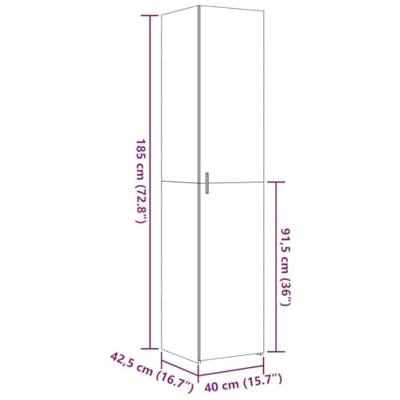 Hoge kast 40x42,5x185 cm bewerkt hout gerookt eikenkleurig