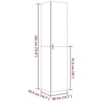 Hoge kast 40x42,5x185 cm bewerkt hout gerookt eikenkleurig - thumbnail