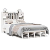 Bed met boekenkast zonder matras grenenhout wit 140x190 cm - thumbnail