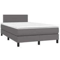 Boxspring met matras en LED kunstleer grijs 120x190 cm - thumbnail