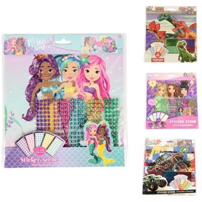 Sticker scene diamonds en foam 300-delig 4 assorti | 24 stuks