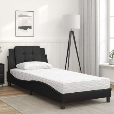 Bed met matras kunstleer zwart 100x200 cm