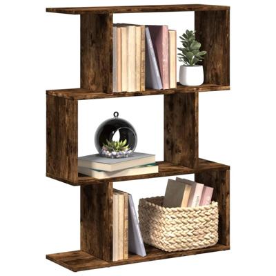 Kamerscherm / boekenkast 3-laags 70x24x97 cm hout gerookt eik