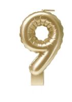 Foil balloon candle gold 9 | 4 stuks - thumbnail
