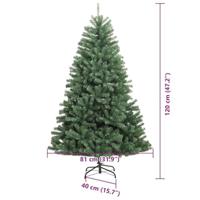 VidaXL Kunstmatige inklapbare kerstboom groen 120 cm pvc en metaal - thumbnail