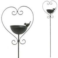 Vogelbad hartvorm op prikker H140 cm - metaal - thumbnail