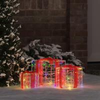VidaXL Cadeau doos met 60 led 3 pcs multikleur 20 x 20 x 20 cm acryl - thumbnail