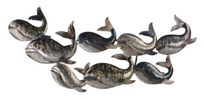 Wanddecoratie walvissen van metaal