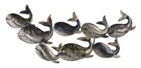 Wanddecoratie walvissen van metaal - thumbnail
