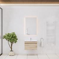 Badkamermeubelset Gliss Design Anelius 70cm Grey Oak (Keuze uit wastafel, kraangaten & spiegel) - thumbnail