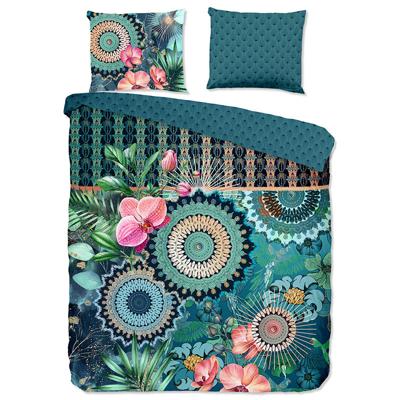 HIP Dekbedovertrek "mandala's en bloemen" - Petrol - (240x200/220 cm) - Katoen Satijn