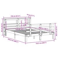 Bedframe met hoofdbord massief grenenhout wasbruin 150x200 cm - thumbnail