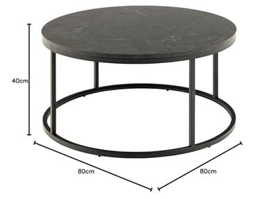 Bendt Ronde Salontafel 'Flemming' 80cm Marmerlook , kleur zwart