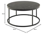 Bendt Ronde Salontafel 'Flemming' 80cm Marmerlook , kleur zwart - thumbnail