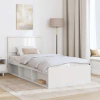 Bedframe met hoofdeinde Wit 90 x 190 cm Massief grenenhout - thumbnail