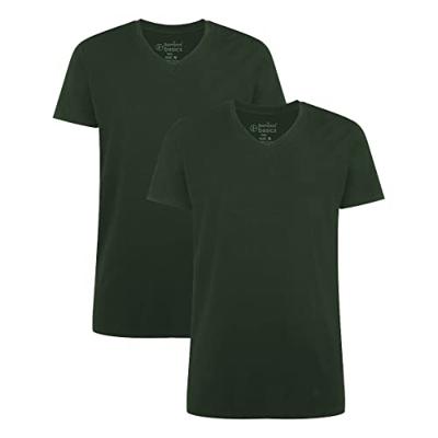 2-pak heren T-shirts V-hals - Velo - Bamboe heren ondershirts korte mouwen - Donkerblauw - Groen - Wit - Zwart