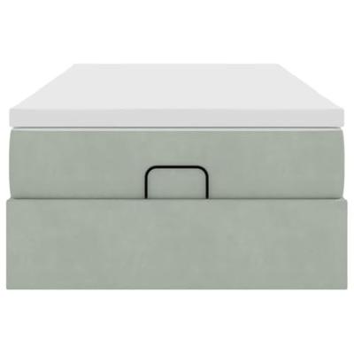 Ottoman bed met matras 90x200cm fluweel lichtgrijs