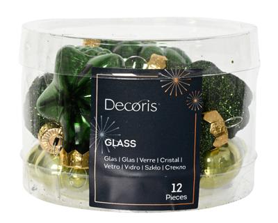 Figuur glas l2b4h4 cm groen ass 12st kerst Decoris - Decoris