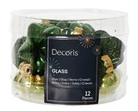 Figuur glas l2b4h4 cm groen ass 12st kerst Decoris - Decoris - thumbnail
