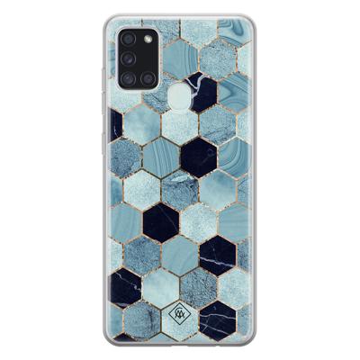 Samsung Galaxy A21s siliconen hoesje - Blue cubes