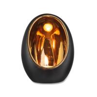 Theelichthouder Pim 9.5x9.5x12.5 cm Goud/Zwart/Aardewerk - thumbnail