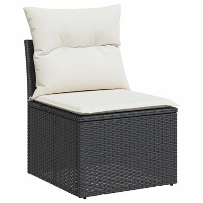 5-delige Loungeset met kussens poly rattan zwart - thumbnail