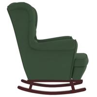 Schommelstoel met massief rubberwood poten fluweel donkergroen - thumbnail