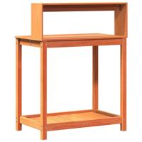 Oppottafel met schappen 82,5x50x109,5 cm grenenhout bruin - thumbnail