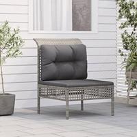 Tuinmiddenbank met kussens poly rattan grijs - thumbnail
