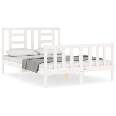 Bedframe zonder matras massief grenenhout wit 140x190 cm